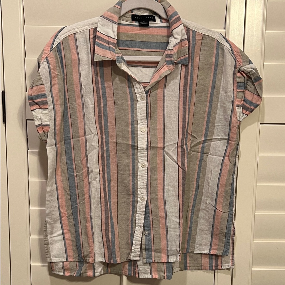 Sanctuary Multicolor Striped Button Down Shirt
